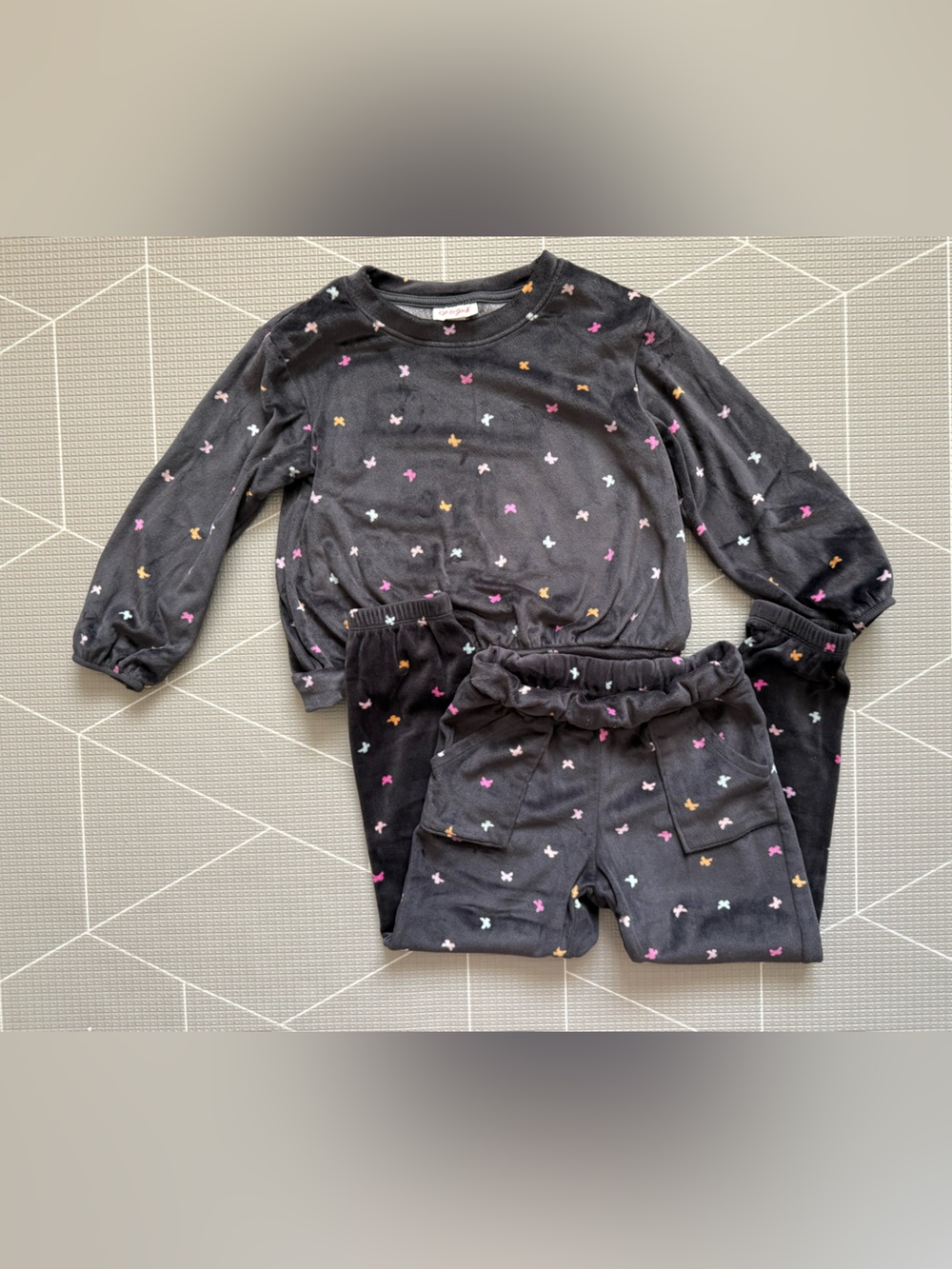 Cat & Jack|Fleece Black butterfly Print matching lounge Set-Cozy & warm•••5T